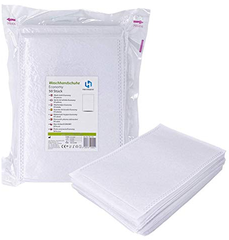 1000 Stück Einmalwaschlappen Economy Weiß | Soft Vliesstoff | saugfähig & sanft zur Haut | Einwegwaschhandschuh Waschlappen ideal für Hygienebereiche - wie Babypflege, Pflegedienste, Kosmetik uvm.