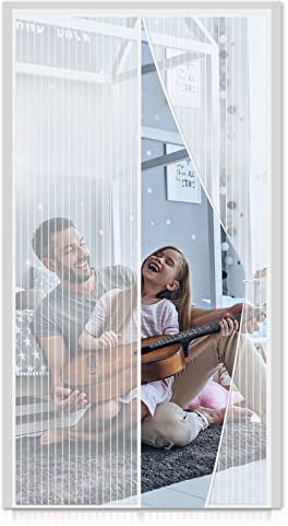 FORTRY Fliegengitter Magnet Tür 120x240cm, Fliegengitter Magnet Balkontür Ohne Bohren Kinderleichte Klebemontage, fliegenschutztür Ist Ideal für Die Balkontür, Terrassentür, Wohnzimmer, Weiß