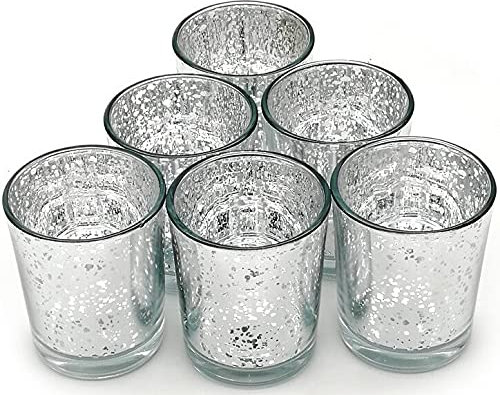 Floralcraft Lot de 6 bougies votives cylindriques Argenté