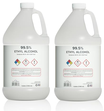 HIGH Impact 99.5% Ethyl Alcohol Denatured 40-B 200 Proof Alcohol - Made in The USA - Gallon (Pack of 2)