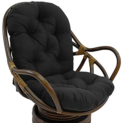 DUEYUN Ersatz-Wippkissen, weich, dick, solider Twill, Drehstuhl, Sitzkissen, Polster für Liegestuhl, Rattan, Klappstuhl, Garten, Terrasse, Matte (Größe: 120 x 60 cm, Farbe: Schwarz)