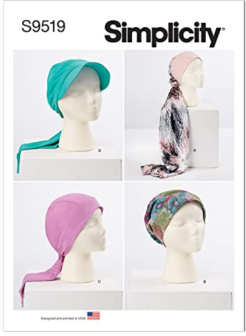 Simplicity SS9519A Head Wraps and Hats A XS-S-M-L