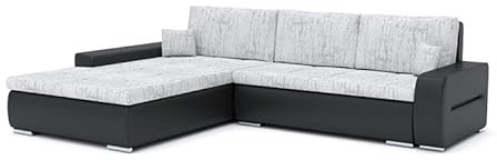 Sofini Ecksofa Toronto 240/200 mit schlaffunktion. Eckcouch mit Bettkästen. Best möbel! Hit Schlafcouch für das Wohnzimmer. L-förmig, Decorative Kissen. (Lawa 9+ Soft 11 Links)