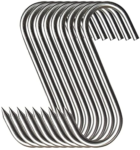 Gflyyue Gancio per carne, in acciaio inox di alta qualità, per affumicatura, lavorazione della carne da appendere, macellai, affumicare, grigliare e appendere ad asciugare (14 cm)