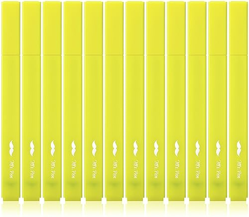 Mr. Pen Aesthetic Highlighters, 12 pcs, Fluorescent Yellow, Chisel Tip, No Bleed Bible Highlighter Pens