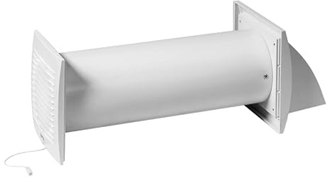 EUROPLAST Ø125 mm Dezentrale Wohnraumlüftung mit Wärmerückgewinnung – Wandlüfter Keramik-Wärmetauscher bis 90%, Energieklasse A, für Schlafzimmer Bad Altbau Neubau, mit Stecker