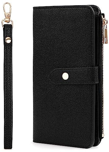 Lychii Reisepass Schutzhülle, Reisepass Brieftasche aus Kunstleder mit RFID Blockier, Travel Wallet Organizer für Impfpass, Kreditkarten, Ausweis und Reisedokumente, Schwarz