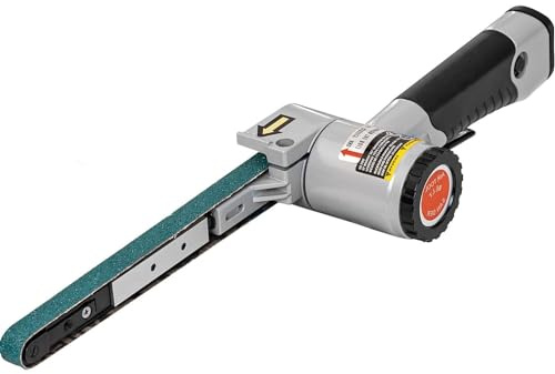 1/2 x 18 Air Belt Sander - Mini All Angle Handheld Sander with 3 Belts (36/40/60#) Industrial Pneumatic Tool
