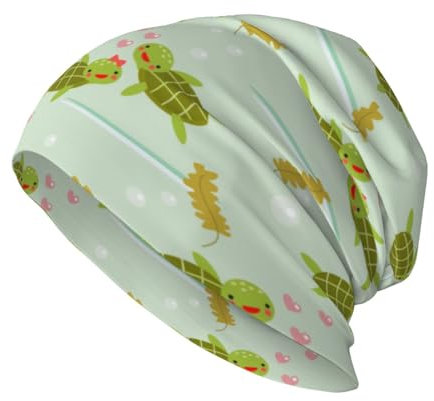 FJQWKLF Couples Turtle Bubble Knit Beanie Hat Pour adultes unisexes, chapeaux d’Hiver en Tricot Ample, Casquette de ski douce et chaude, Chapeau tricoté Noir