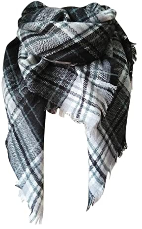 Beige färgglad damscarf Vinter Varm Mjuk Cashmere Rutig Scarf XXL Stor fyrkantig Scarf Ull Scarf Vinter Scarf (OA)