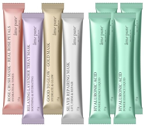 Ame Pure Face Mask – ansiktsmask-set med hyaluronsyra – låt din hud se fräsch ut – fuktmask ansikte – avtagbar mask för en SPA-värdig, aknefri glans!