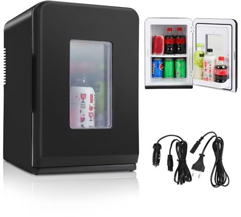 Daromigo 2 in 1 Mini Kühlschrank, 15 Liter Kleiner Kühlschrank mit Kühl- und Heizfunktion, Tragbare Elektrische Gefrierbox, AC DC 220-240V/12V Steckdose und Zigarettenanzünder