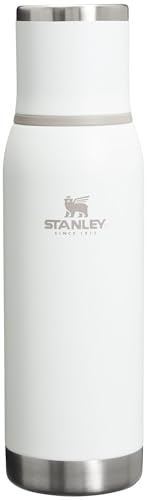 Stanley Adventure-To-Go Vacuum Bottle 25 oz | Wide Mouth with Leakproof Cup Lid | Keep Drinks Hot or Cold | Packable for Travel | Insulated Stainless Steel Thermal Bottle | BPA-Free | Frost White