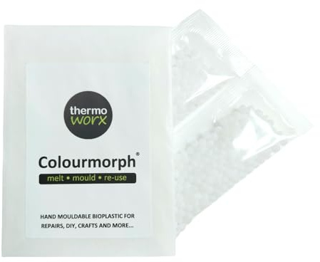 Thermoworx Colourmorph. Termoplastica modellata a mano multiuso, fusa, stampata e riutilizzabile (bianco)