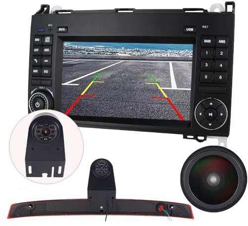 7 HD Android Autoradio Auto GPS Radio Navigator Carplay Replacement for Mercedes Benz A B V Class W169 W245 W639 W447 Viano W906 Sprinter Crafter mit Top Mount Bremsleuchte Kamera Auto Rückfahrkamera