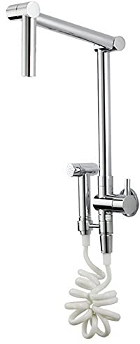 Robinet de cuisine froide simple mural avec pulvérisateur latéral, robinet d'évier de cuisine pivotant à 360 ° avec bras pivotant à double articulation, robinet de piscine à vadrouille surélevé en lai
