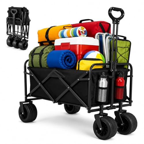 Silvergear® XL rullvagn vikbar 150 kg | barnvagn | shoppingvagn | hopfällbar säckkärra | campingtillbehör | lastkapacitet på 150 kg | multifunktionell, flexibel och manövrerbar | svart