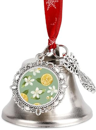 Cloches de Noël avec tranches de citron imprimées - Cloches porte-bonheur - Décoration de Noël - Ornements pour sapin de Noël