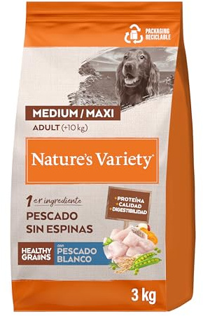 Nature's Variety Healthy Grains - Foder för medelstora och maximala hundar vuxna med vit fisk utan törnar - 3 kg