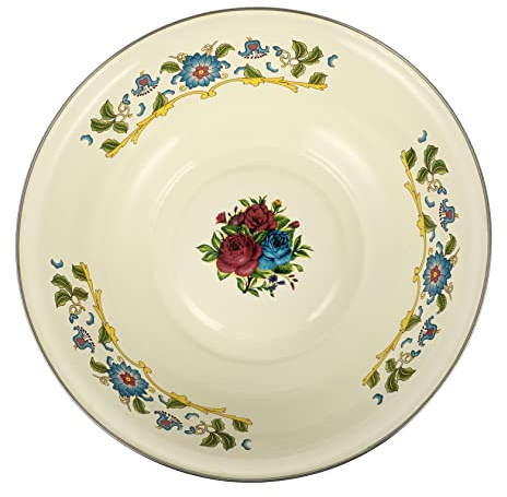 Amosfun Palangana Esmaltada Vintage 29cm Para Hacer Masa Lavabo Retro Para Sopa y Ensaladas Utensilio De Cocina Multiusos Material Resistente y Fácil De Limpiar Adecuado Hogar