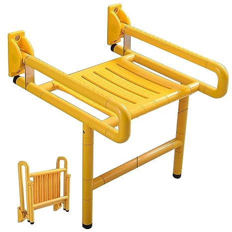 Sedile pieghevole fissato al muro della doccia per colore giallo di sicurezza del bagno