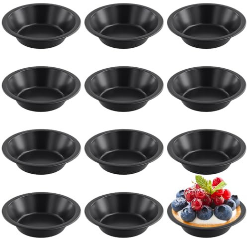 MAKTSAM 12 moldes individuales para tartas de 12 cm, antiadherentes, mini moldes para tartas de quiche, lata pequeña para hornear pasteles, postres