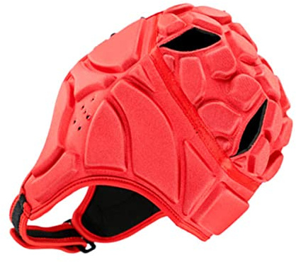 Toddmomy Casque De Gardien De But Réglable Et Confortable en Similicuir pour Football Hockey Rugby Patinage À roulettes Ventilation Rouge Taille XL