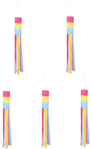 YARNOW 5 Piezas del Parabrisas del Arco Iris Mangas De Viento Luces Solares De Jardín Al Aire Césped Polos Viento Reflexivo Turbina Molino Afuera Exterior Poliéster