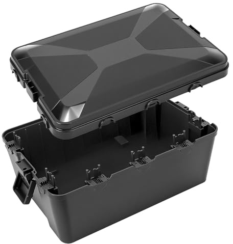 QWORK® Grande boîte de câbles extérieure étanche IP54-32x21x13cm avec 7 entrées/sorties de câbles - Boîte de sécurité résistante aux intempéries pour protection des prises extérieures