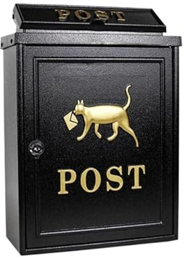 GMVZGQW Cassetta postale da parete in alluminio, stile retrò, per uso domestico (Lettera gatto-nero)