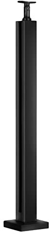SZITW Glaszaunpfosten, Edelstahl-Glaszaunpfosten für Verandageländerpaneele, Bodenständer, Klemmstange mit Schraube, schwarzer Baluster, 85 cm hoch