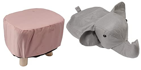 ZJchao Animal Ottomane, Fußhocker Kleiner Fuß Rasthocker Kinderstühle Elefant Geformte Fußmängel mit Weichem Gepolstertem Kissen für Schlafzimmer, Stuhl, Unter Schreibtisch, Büro, Wohnzimmer,
