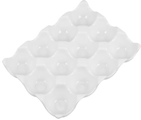 Genérico Huevera de Cerámica white para Nevera 12 Compartimentos Soporte Resistente a Altas Temperaturas Apta para Microondas y Lavavajillas Contenedor Práctico para Huevos Cocina y