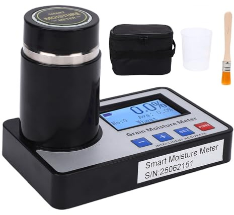 Goshyda Tester di umidità per Cereali Ad Alta Precisione con Compensazione Automatica della Temperatura, Misuratore di umidità da 19 Grani per Chicchi di caffè di Frumento, Chicchi di