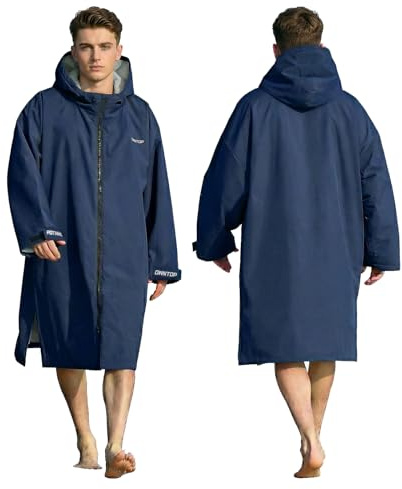 Owntop Bata Impermeable de Cambio para Adultos y Niños - Bata de Playa Seca y Ligera con Forro de Felpa Caliente | Abrigo con Capucha y Manga Murciélago de Gran Tamaño | Para Surf y Natación