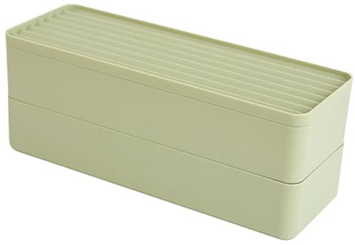 Cable Tidy Box Dual Layer Cord Organizer Box 14 Compartment Cable Storage with Lid Dustproof Dampproof Stackable Rectangular Minimalist Charging Cord Organizer