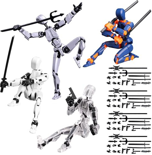 HTTDSLF 4 pcs T13 Figurine Articulée Set (Assemblage terminé), Imprime Multi-Articulées Imprimé en 3D, 3D Imprimé Figurines d'action Titan 13, Décorants de Bureau pour Les Amateurs de Jeu Toys