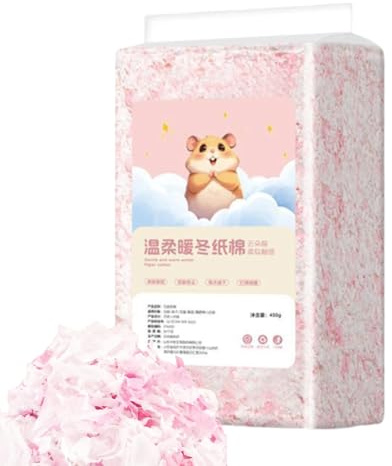 Hamster Nest Material - 450g Wood Chips Odor Control, Small Pet Sleeping Nest, Ferret Bunny Gerbil Hedgehog Reptile Bird Animal Nesting Supplies, Soft Safe, Indoor Pet Care Accessory