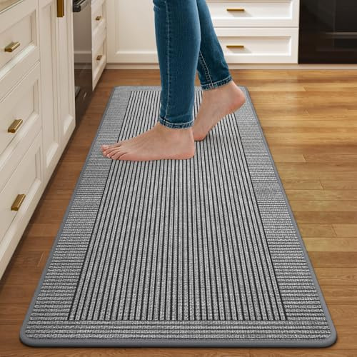 Quqei Kitchen Mats for Floor, Non Slip Kitchen Runner Rug, 43x120 CM Grey