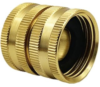 JoyousMall Aluminium Alloy Garden Hose Connector, 3/4 Inch Female to Female Double Head Adapter, Leak-Proof Quick Connect Fitting for Outdoor Watering, Golden