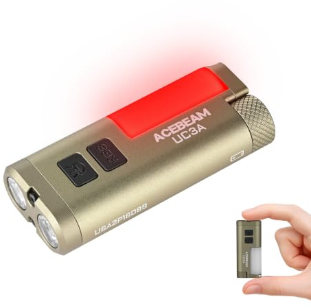 ACEBEAM UC3A Linterna Recargable EDC AAA, 900 Lúmenes, Mini Linterna con Múltiples Fuentes de Luz para Camping y 9 Luces RGB, Pequeña Linterna LED Plana de Bolsillo con Magnético, Verde
