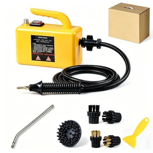 Limpiador A Vapor De Alta Presión 2600 W Máquina De Limpieza Portátil De Alta Temperatura 20 Segundos De Calentamiento Rápido Sin Tanque Para Uso Doméstico Lechada Azulejo Detalles Baño(Amarillo)