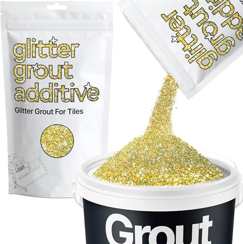 Hemway Sand Gold Glitter Grout Additive 100g | for Adding Sparkle to Kitchen & Bathroom Tiles, Enhance Your Indoor Grouting Projects with a Durable Sparkly Effect