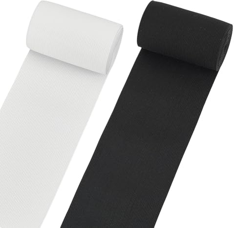 BENECREAT 6m 10cm de ancho Blanco y Negro Heavy Stretch banda elastica de alta elasticidad (3m / Color)