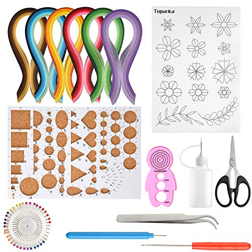 TUPARKA 15 Kits de Filigrana de Papel con 29 Colores, 600 Tiras, Papel de Filigrana, Herramienta de Dibujo y Manualidades