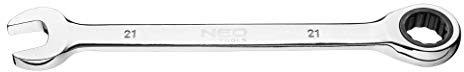 NEO TOOLS Ring-Maulschlüssel mit Ratsche 21mm, Hochwertiger CrV-Stahl, 72 Ratschenzähne in einem Ringschlüssel bietet schnelle und präzise Arbeit