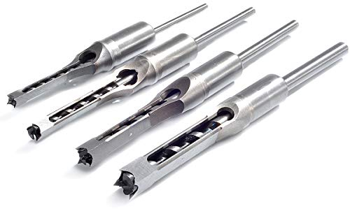 KATUR Woodworking Square Drill Bits Set, 4PCS HSS Wood Mortising Chisel Countersink Bits Woodworker Hole Saw Power Tool Kits 1/4, 5/16, 3/8, 1/2 Inch