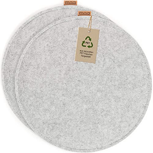 Miqio Cuscini di seduta di design feltro rotondo ø35 cm | Set di 2 | Cuscini per sedia lavabili e antiscivolo | Cuscini da giardino e da panchina accoglienti