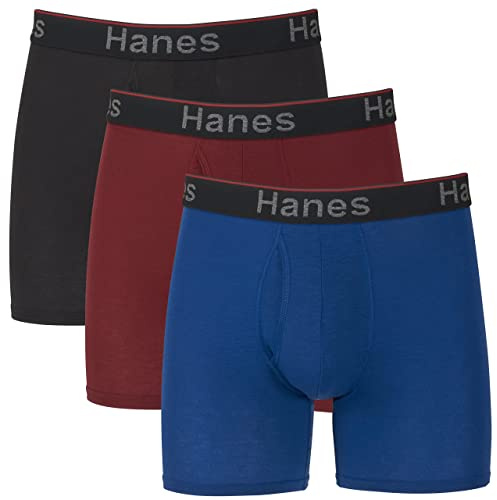 Hanes Total Support Pouch Men's Boxer Briefs Pack, Anti-Chafing, Moisture-Wicking Underwear, Odor Control (Reg or Long Leg), X-Large