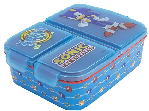 Sonic | Kinder 3-Fach-Sandwich-Box - Snack-Halter - dekorierte Lunch-Box